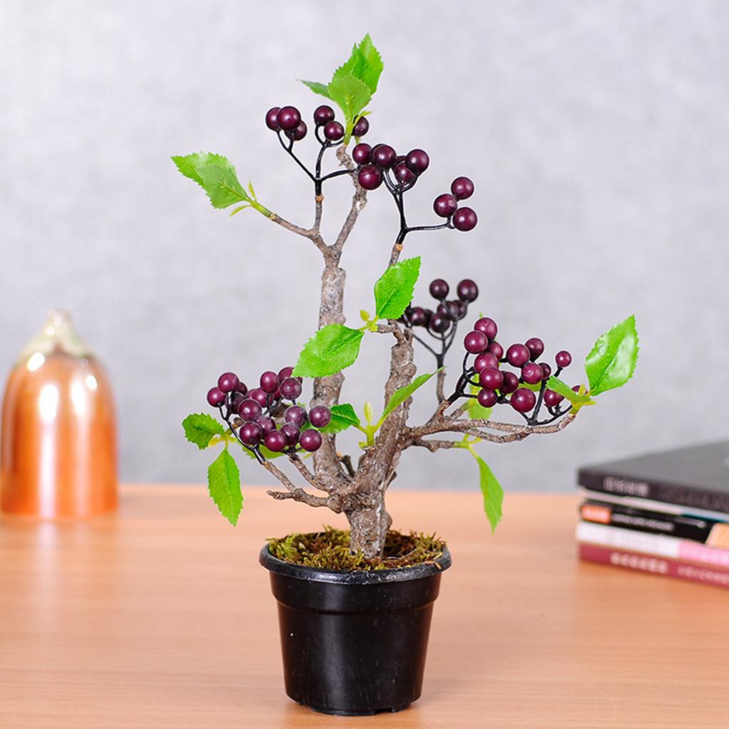 Artificial Fruit Tree Bonsai Green Leaf Realistic Potted Plants Rubber Balls
