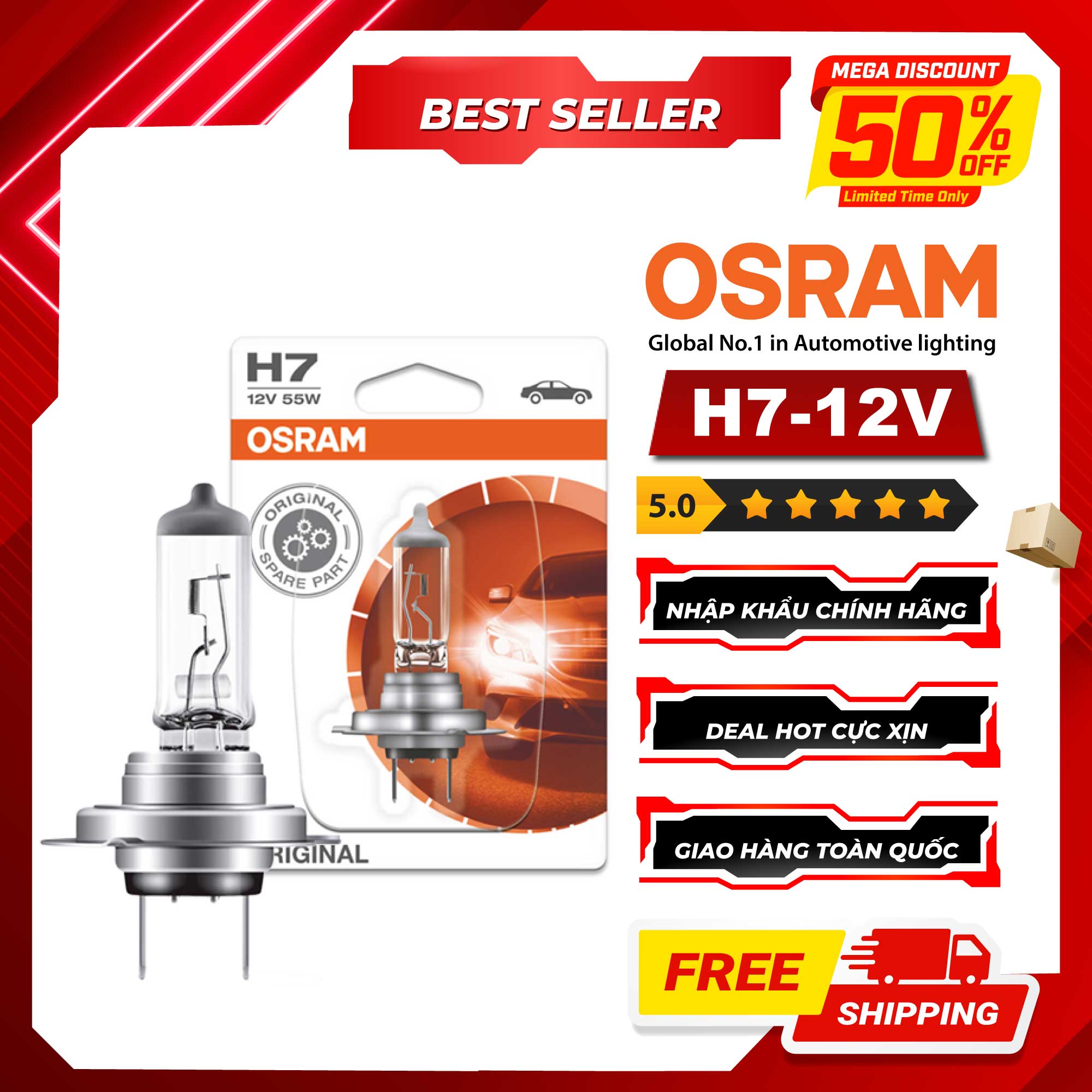 Bóng Đèn Halogen OSRAM Original H7 12V 55W