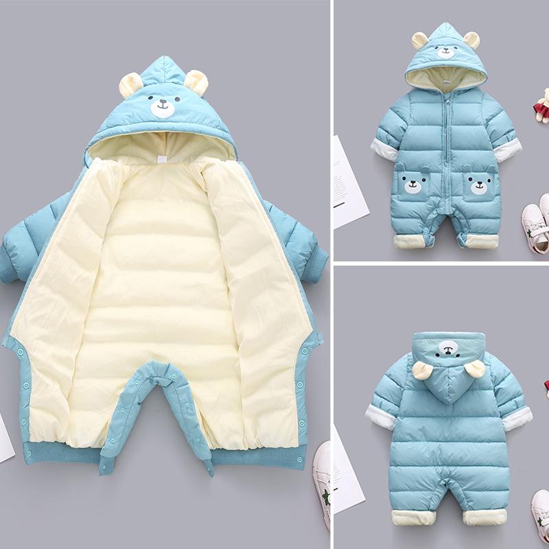Mới Sinh Dễ Thương Bé Gấu Trúc Quần Áo Mùa Đông Có Mũ Trùm Đầu Rompers Cotton Dày Dặn Ấm Áp Bộ Trang Phục Jumpsuit Áo Liền Quần Snowsuit Trẻ Em Bé Trai Quần Áo