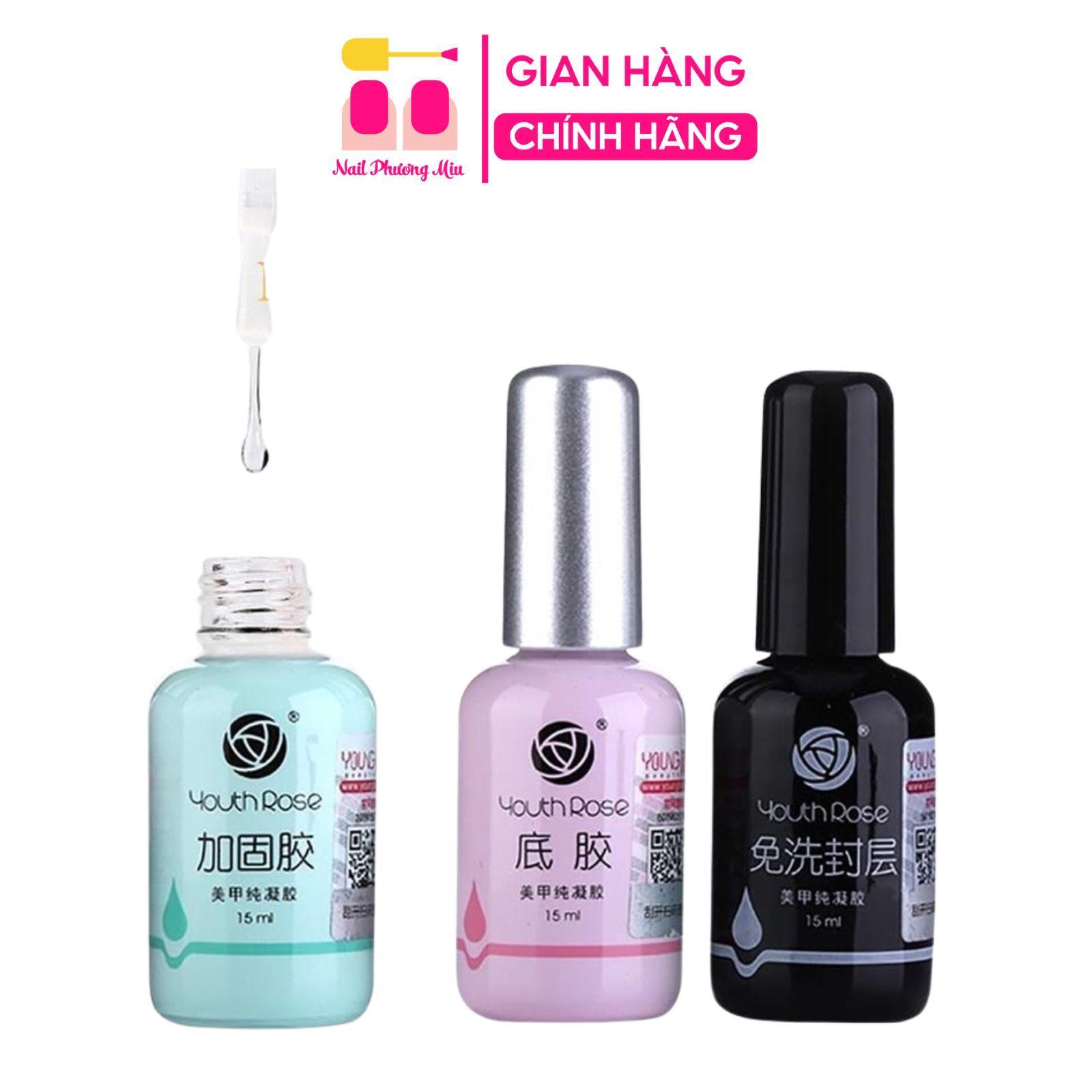 [Loại Rẻ Cho Học Viên] Base Top Hoa Hồng Youth Rose 15ml, Sơn Gel Liên Kết, Top Phủ Bóng, Cứng Móng, Làm Nail Chuyên Dụng