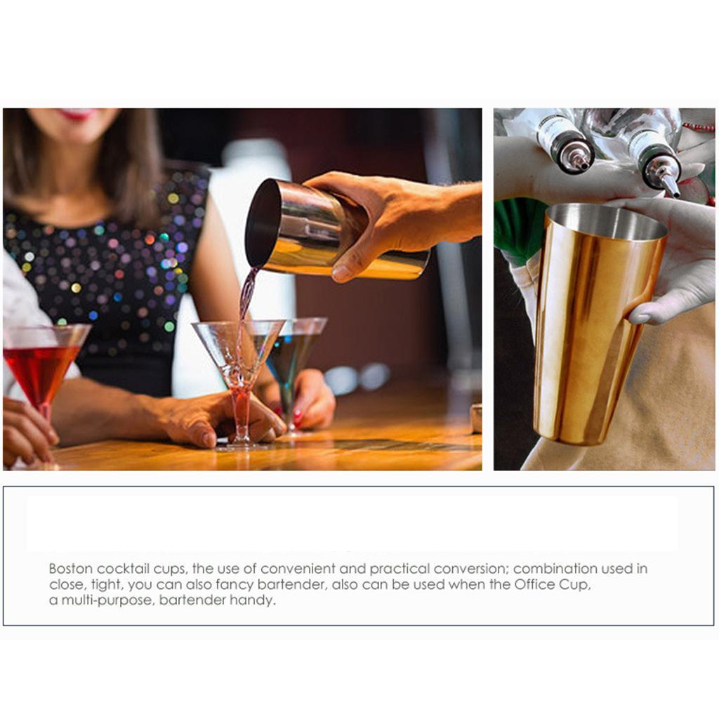 2pcs Professional Mixer Shaker Cocktail Shaker 304 Stainless Steel 750/550ml