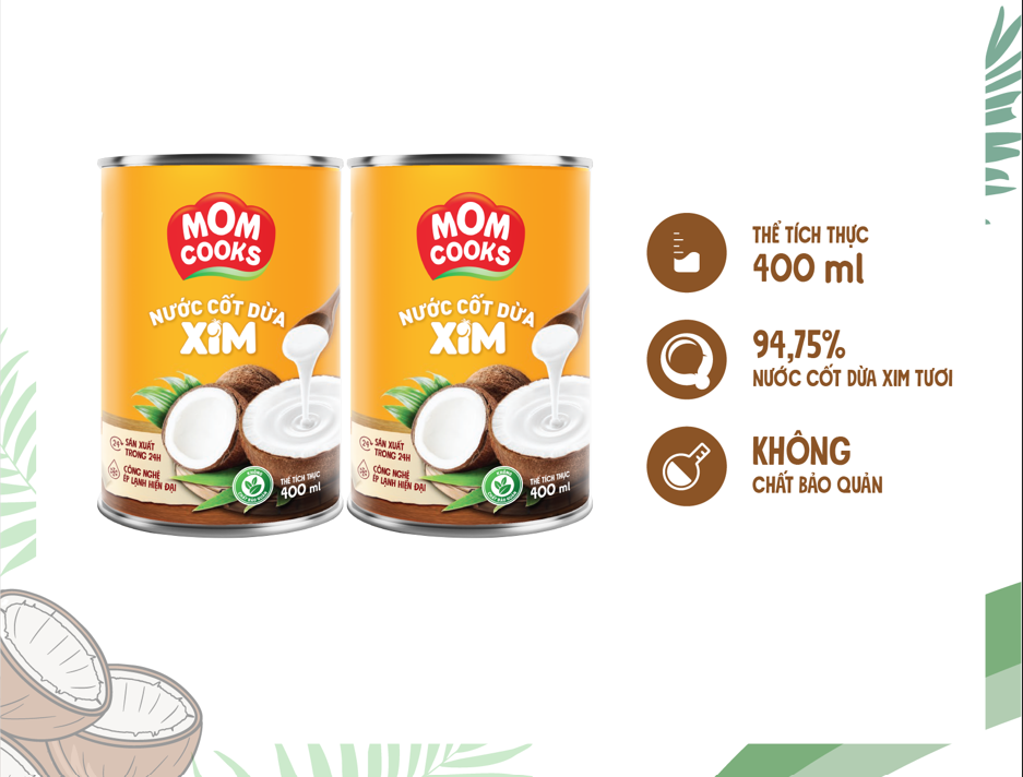 Combo 2 Nước cốt dừa MomCooks 400ml/lon