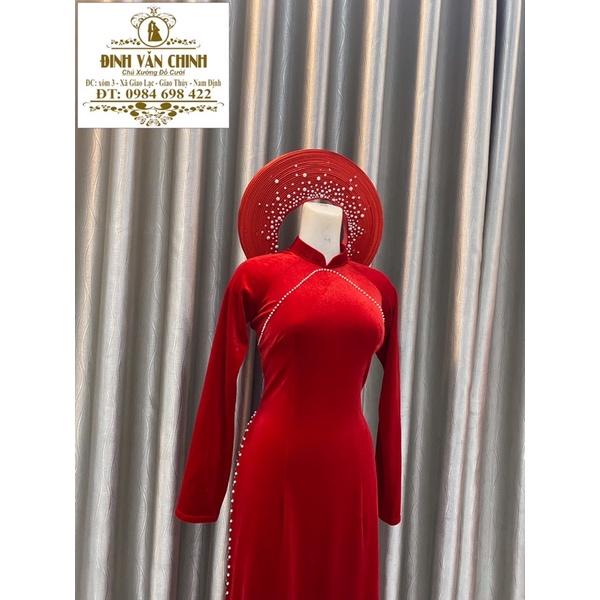 Áo dài nhung cao cấp_tông đỏ chủ đạo