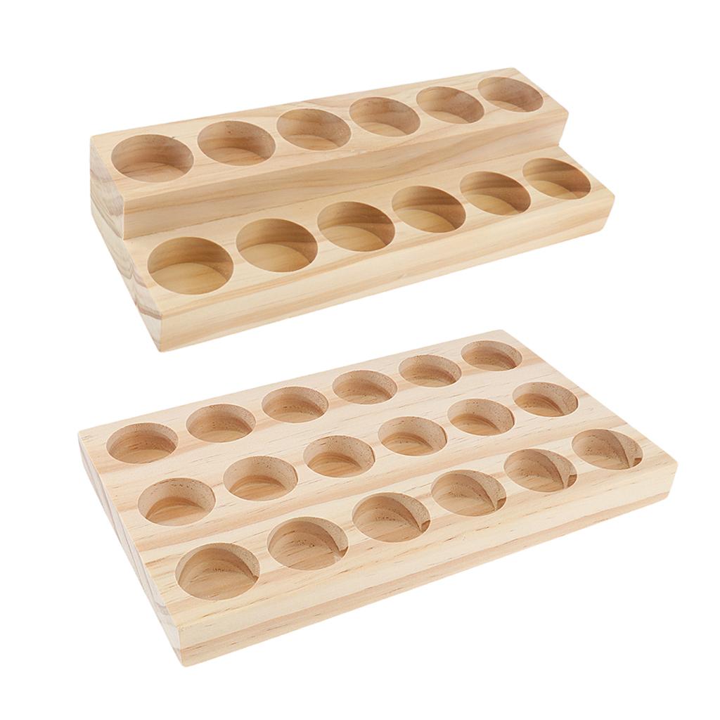 2pcs Rectangle Handmade Wood 15ml Essential Oil Display Case Storage Rack
