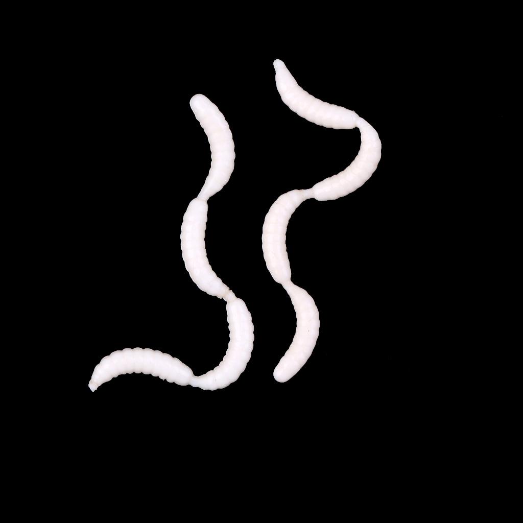 120Pcs/Box White Fishing Maggots Soft Worms Lure Strong Fishy Fishing Bait