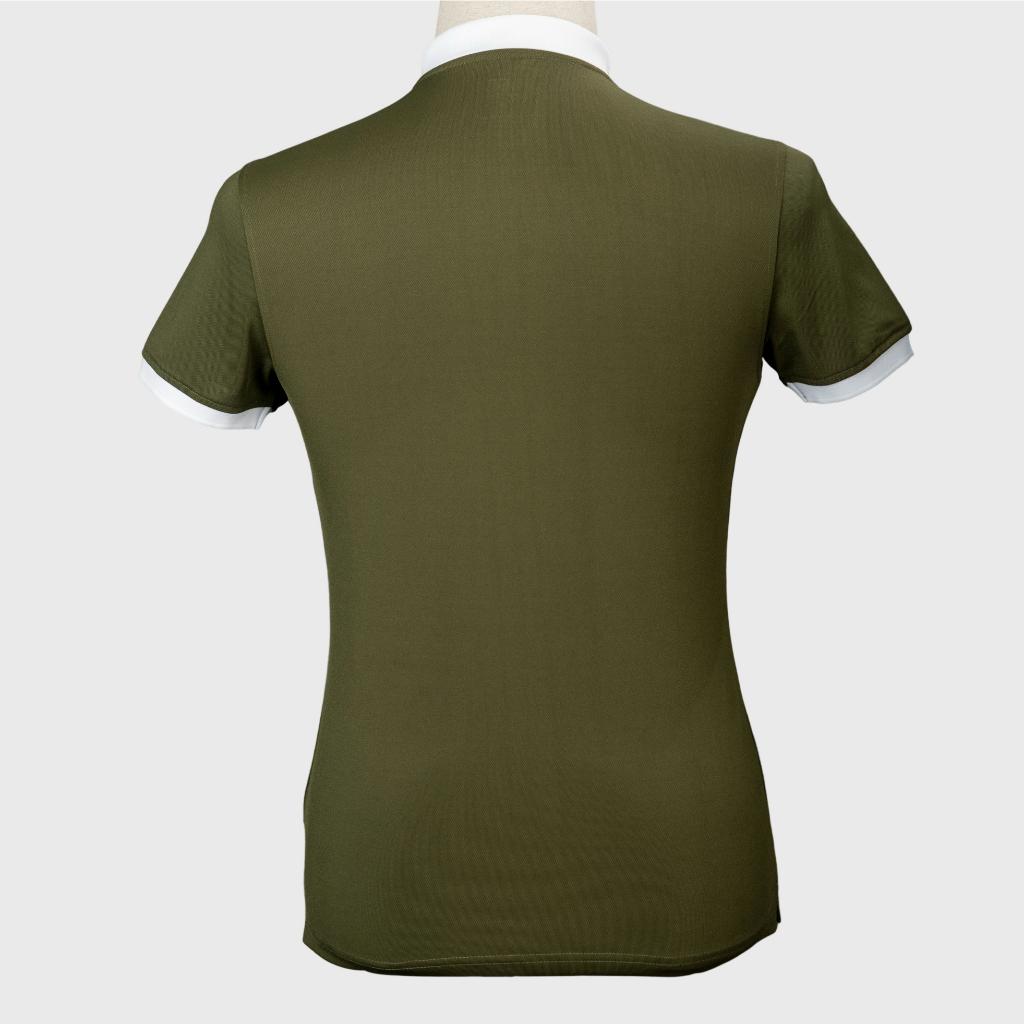 Áo nam polo màu xanh rêu cổ trắng dáng đẹp cá sấu Poly trơn ngắn tay cao cấp có cổ GIFASHION MPR3418