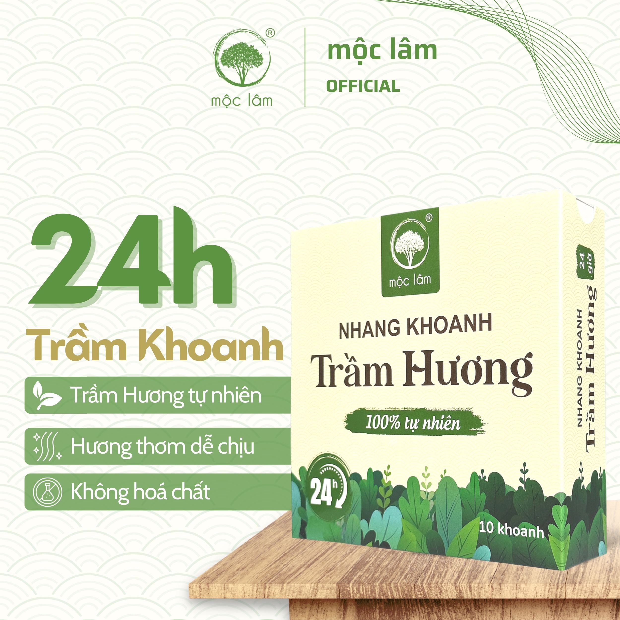 Nhang Khoanh Trầm Hương 24Giờ 10Khoanh MỘC LÂM Nhang Vòng 100% Tự Nhiên