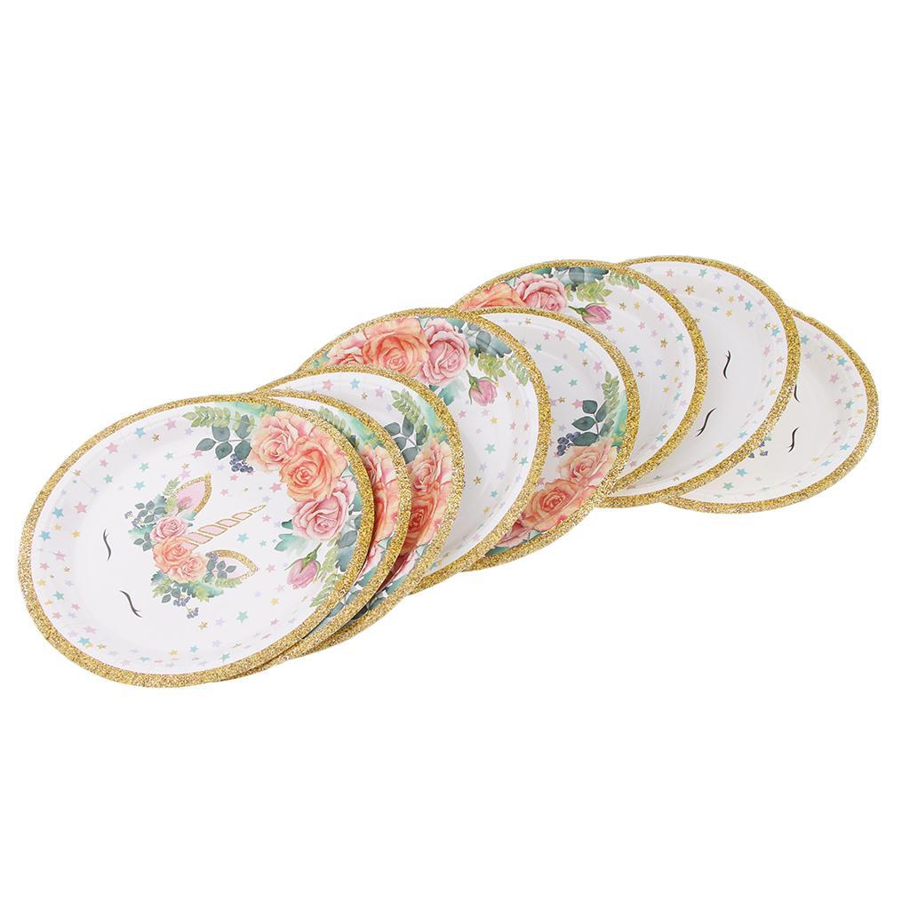 20 Pieces Magical Unicorn Paper Plate Cake Tray Birthday Party Tableware