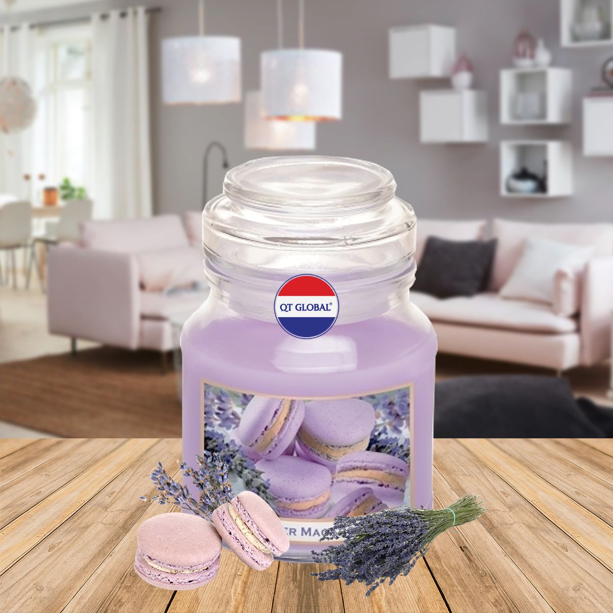 Hũ nến thơm Bartek Lavender Cake 130g QT0448 - hoa oải hương khô