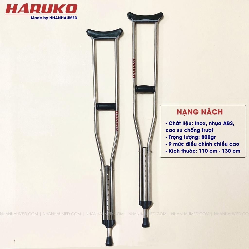 Nạng Chống Nách Inox Cao Cấp Haruko, Nạng Chống Điều Chỉnh Chiều Cao 9 Mứt