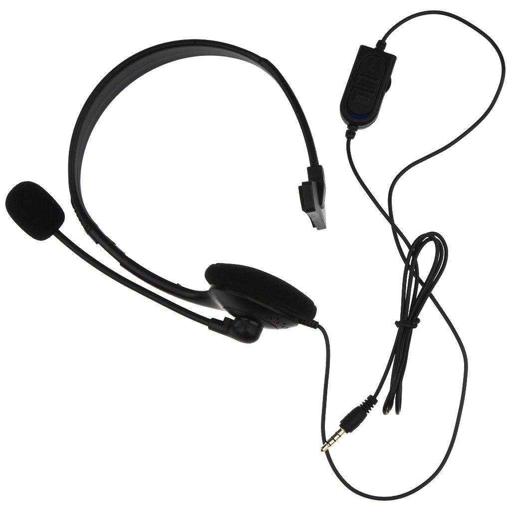 Black 3.5mm Single Earpiece Stereo Headphone Earphone W/ Microphone for