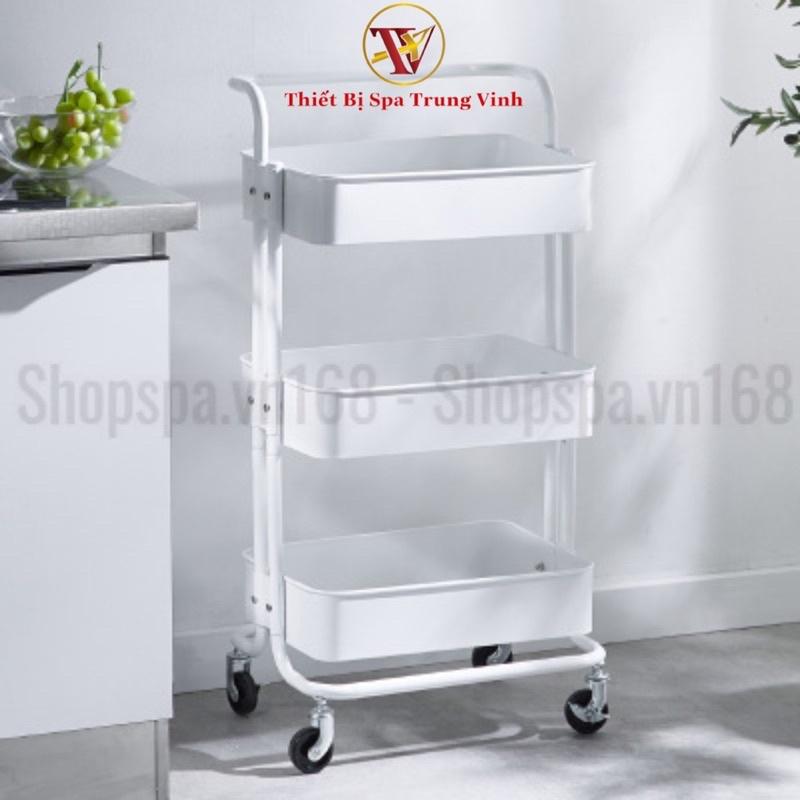 Xe Đẩy 3 Tầng Trang Trí Tiện Lợi Cao Cấp Đa Năng Nhựa ABS Có Bánh Xe Chịu Lực 50kg