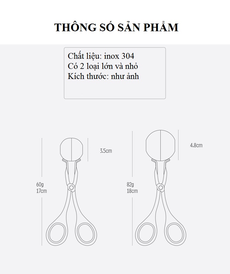 Kẹp vo tròn thịt, cá tặng kèm 3 móc treo đồ siêu chắc (làm thịt viên, cá viên tiện lợi)