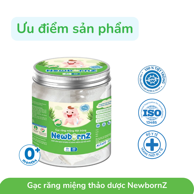 Gạc rơ lưỡi NewbornZ khô, không tẩm dịch, được tiệt trùng cho trẻ sơ sinh và trẻ nhỏ