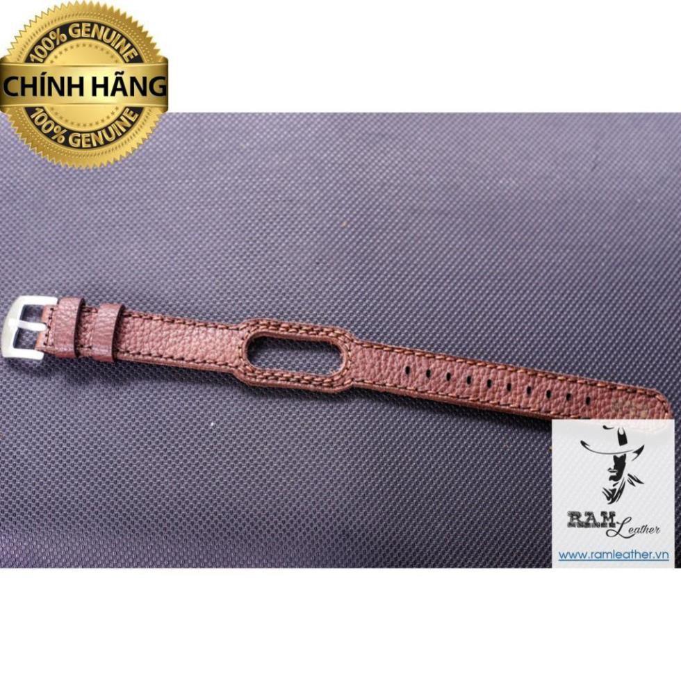 DÂY DA BÒ NÂU VÂN HẠT DÀNH CHO MIBAND - CHÍNH HÃNG RAM LEATHER .
