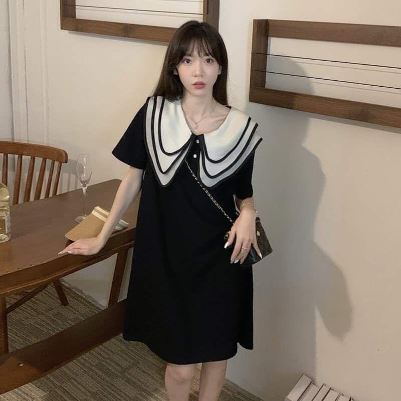 Đầm Nữ Cổ Sen 3 Tà Cộc Tay Dáng Lỡ Khuy Ngực phong cách tiểu thư Q094