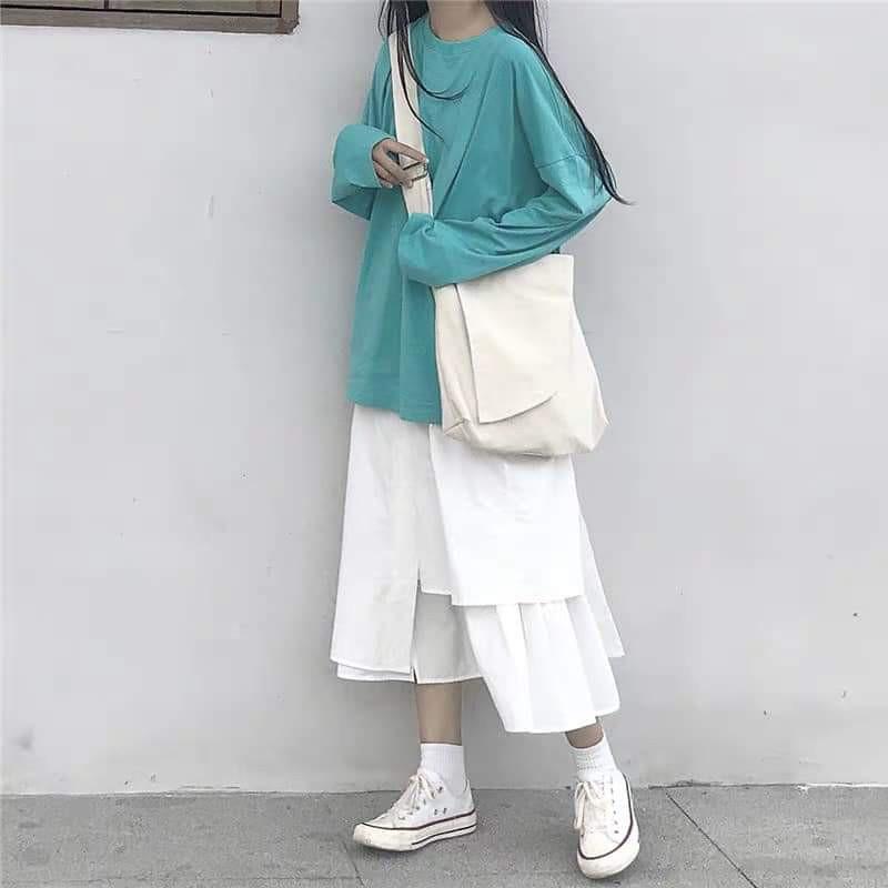 CHÂN VÁY VẠT LỆCH ULZZANG 2 MÀU SIÊU XINH