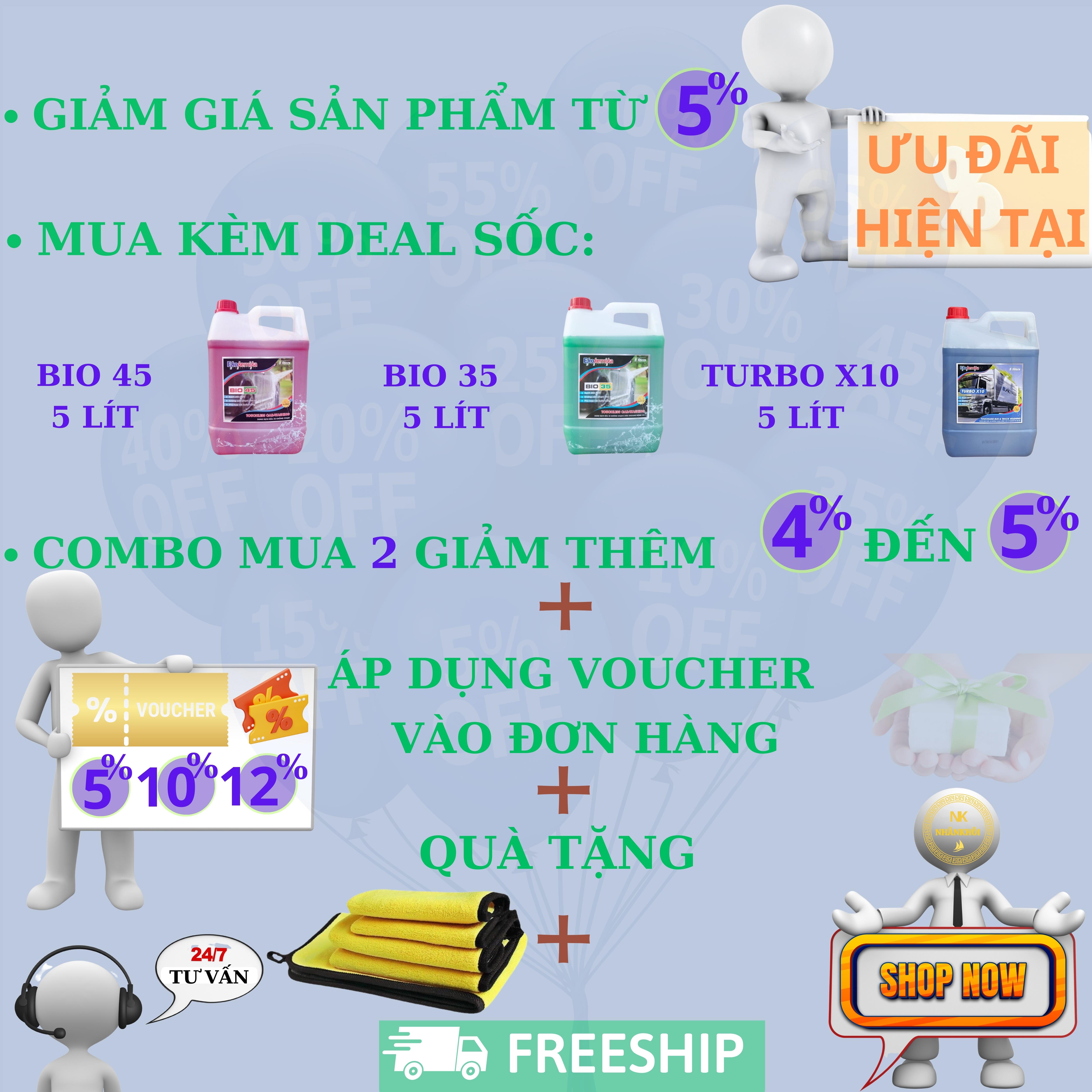 Bio 35 - 5 lít tặng kèm bình phun bọt tuyết 2 lít - Dung dịch rửa xe không chạm - Nước rửa xe bọt tuyết - Ekokemika