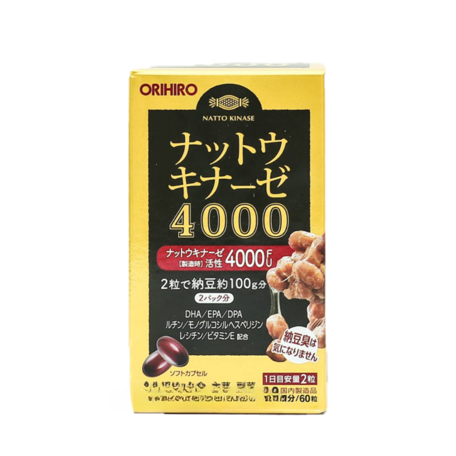 Viên uống hỗ trợ điều trị đột quỵ NATTO KINASE 4000 FU Orihiro (60 viên)