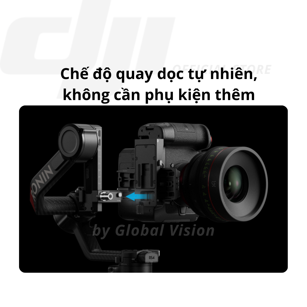 Gimbal máy ảnh DJI RS 4 PRO chống rung cho camera DSLR và Mirrorless tải trọng 4,5kg, quay dọc linh hoạt (DJI RS 4 PRO) - Hàng chính hãng