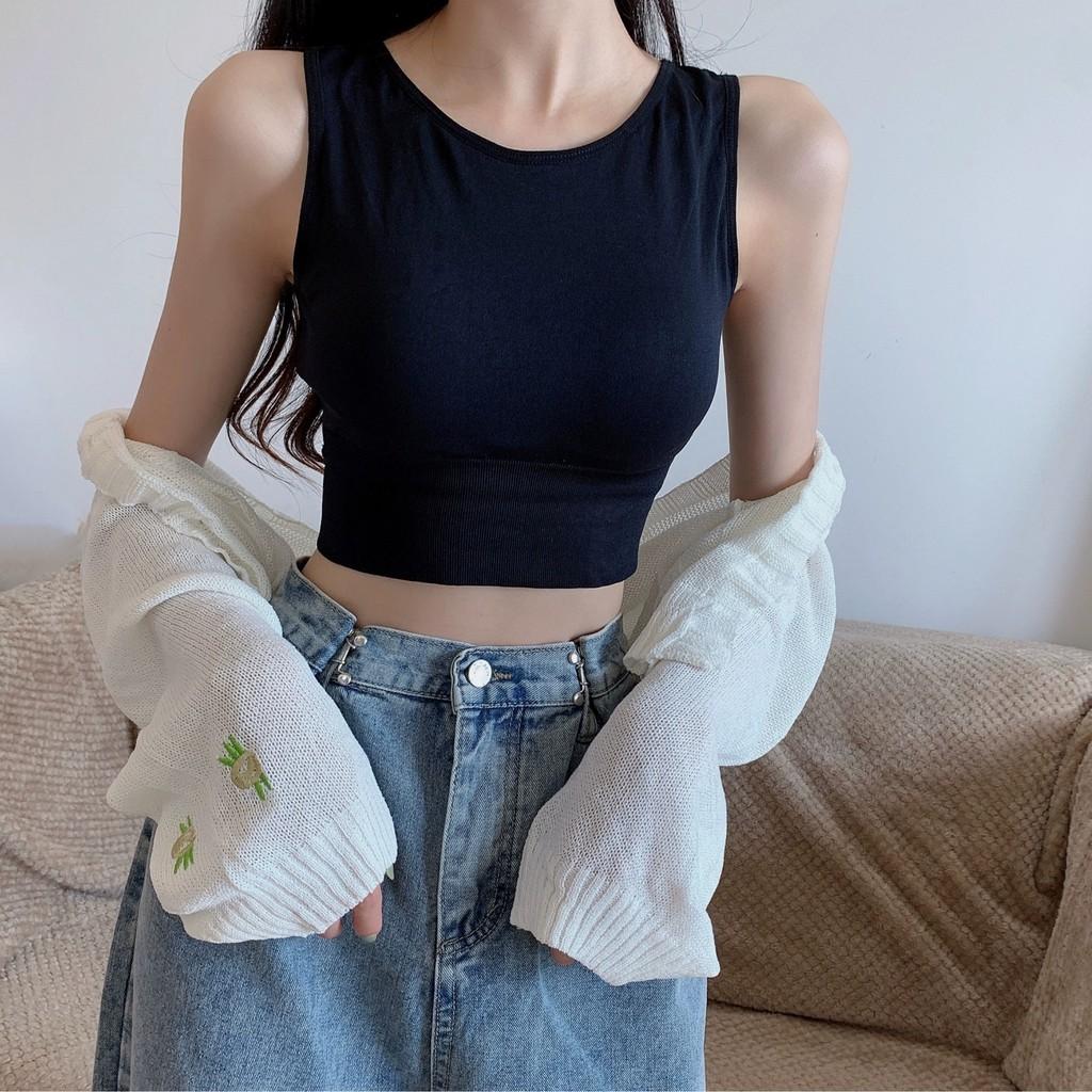 Áo croptop body sát nách cá tính có mút