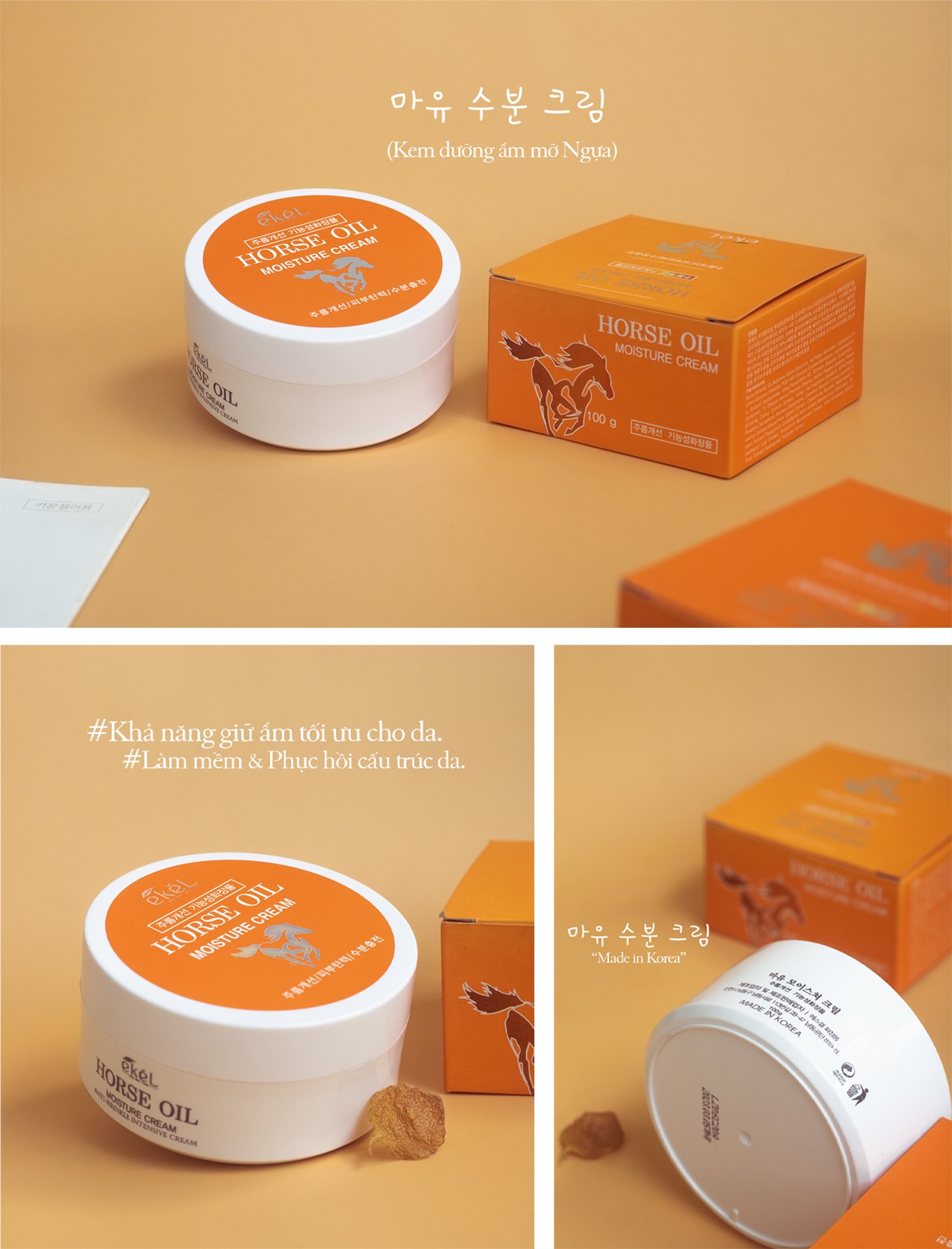 Kem Dưỡng Ẩm Da Tinh Chất Dầu Ngựa Ekel Horse Oil Moisture Cream ( Date 3/2023 )