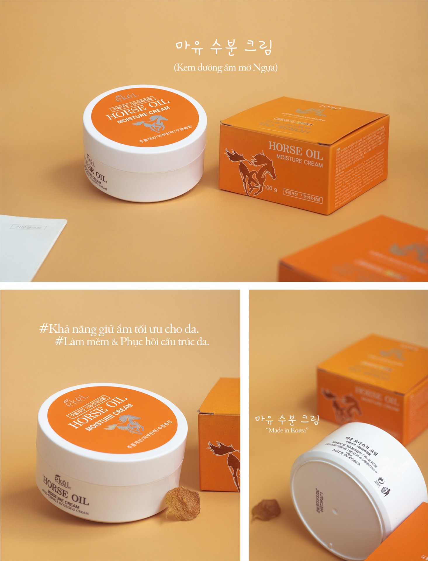 Kem Dưỡng Ẩm Da Tinh Chất Dầu Ngựa Ekel Horse Oil Moisture Cream