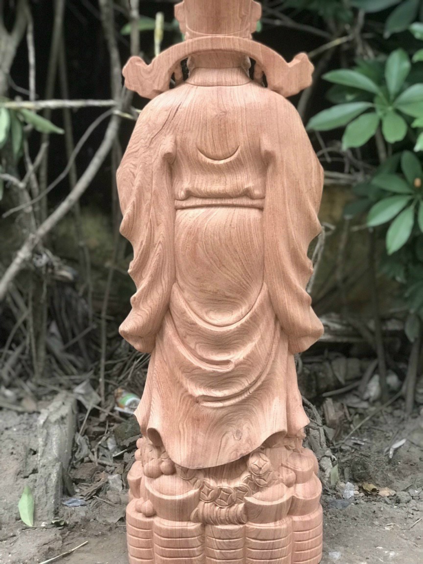 Tượng phật ông thần tài bằng gỗ hương đá kt cao 80×28×19cm