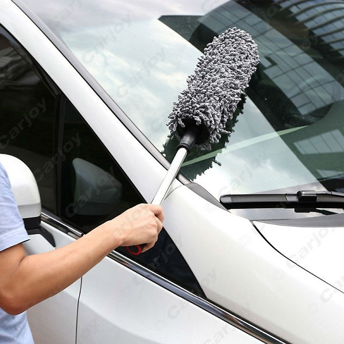Chổi lau ô tô - Cây chổi lau bụi bằng sợi dầu,cán dài kim loại rửa xe, dọn nội thất cho xe hơi