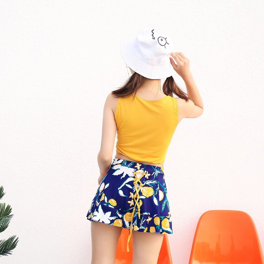 Bộ đồ bơi 3 mảnh màu vàng dáng Hàn Quốc 2019