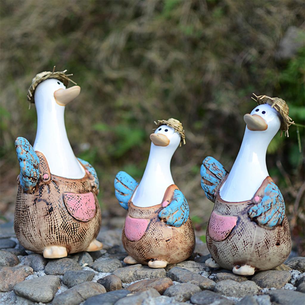 Garden Ceramic Duck Ornament Indoor Outdoor Statue Sculpture Decor