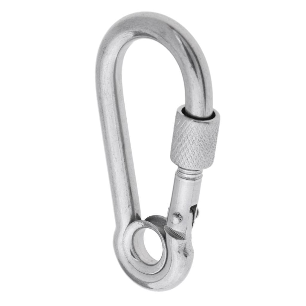2x Stainless Steel Safety Carabiner Spring Screwgate for Camping Hammock