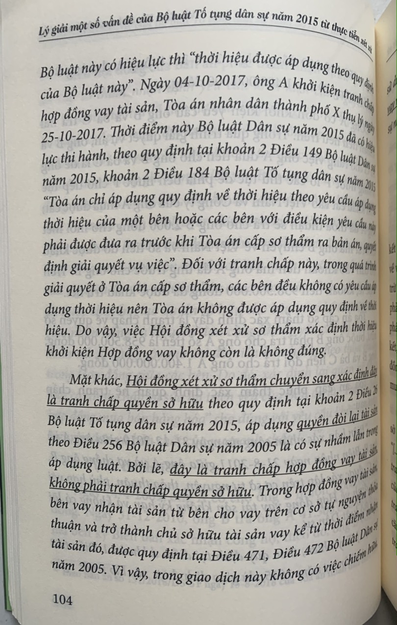 Lý giải một số vấn của Bộ luật Tố tụng dân sự năm 2015 từ thực tiễn xét xử (tái bản lần thứ nhất, có sửa đổi, bổ sung)