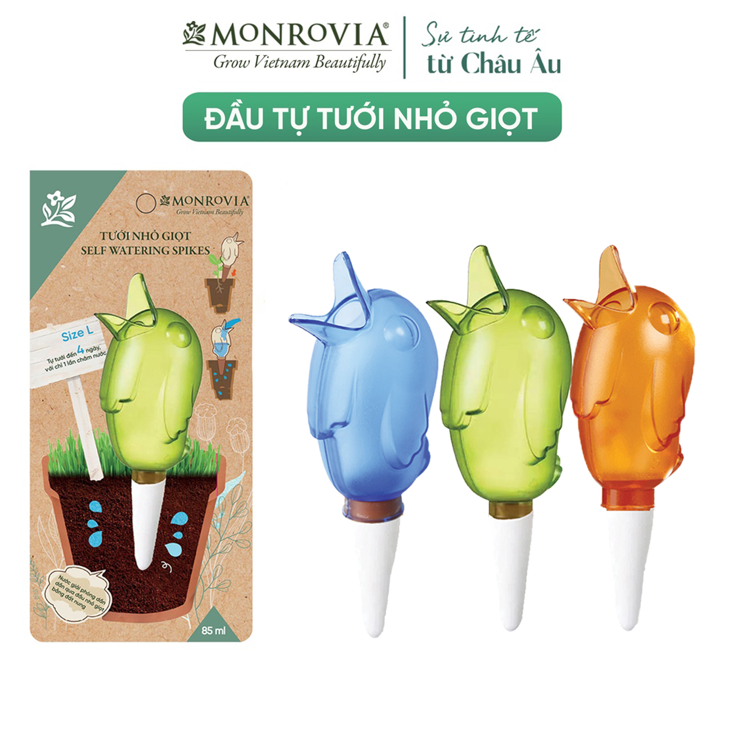 Đầu Tưới Cây Tự Động Monrovia Hình Con Chim, Tưới Nhỏ Giọt, Kéo Dài 24H, Tiêu Chuẩn Châu Âu - Cam Orange