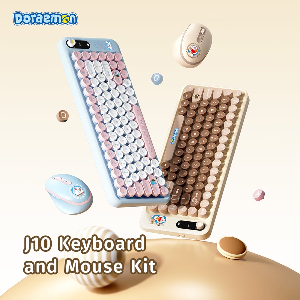 Combo Chuột và Bàn Phím Không Dây ROCK Doraemon J10 (Phạm vi lên tới 10m, 2.4GHz Receiver) - Hàng Chính Hãng