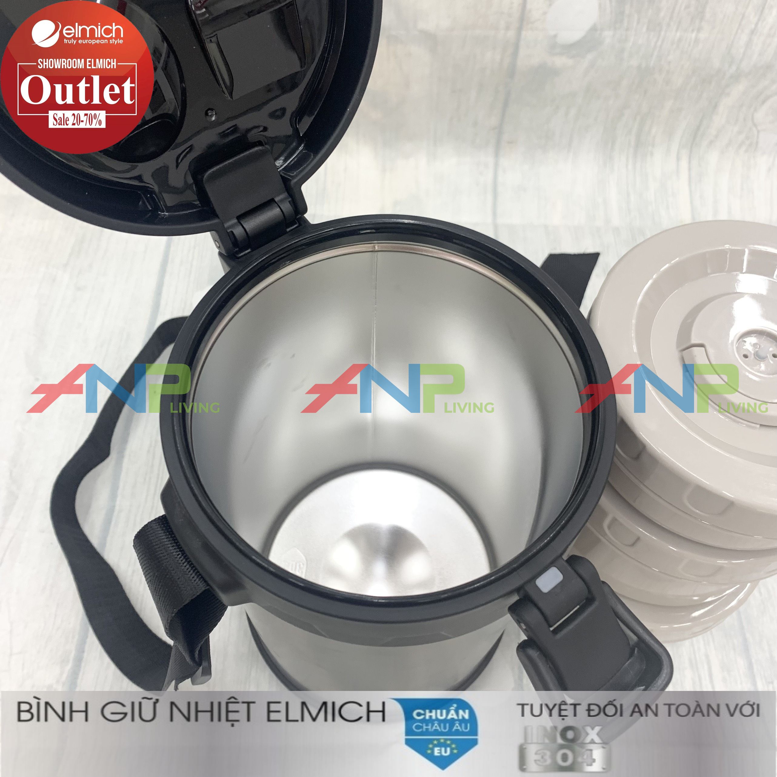 Hộp Đựng Cơm Giữ Nhiệt 3 Ngăn Inox 304 nóng 12h lạnh 24h ELMICH El8030 2200ml