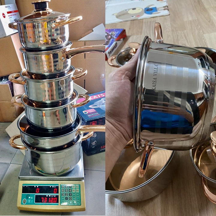 Bộ Nồi Cao Cấp 6 Món 12 Chi Tiết Kaisa Villa KV-6618 - Hàng Chính Hãng