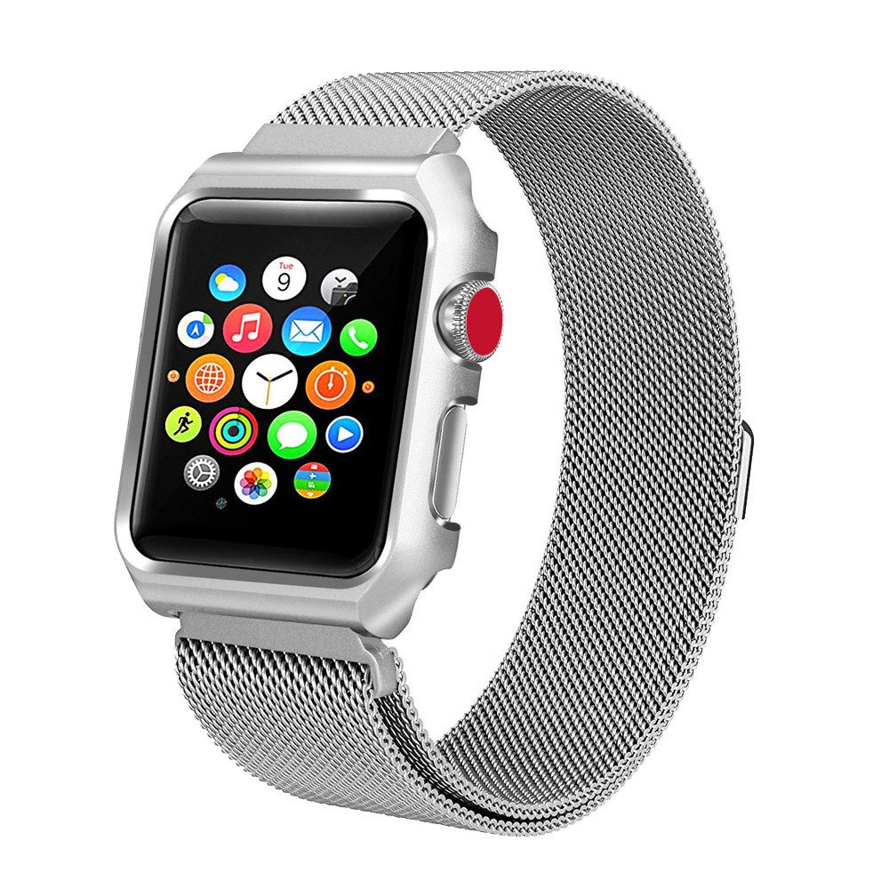 Dây đồng hồ cho Apple Watch, Dây Mloop lưới thép kèm ốp cho Apple Watch