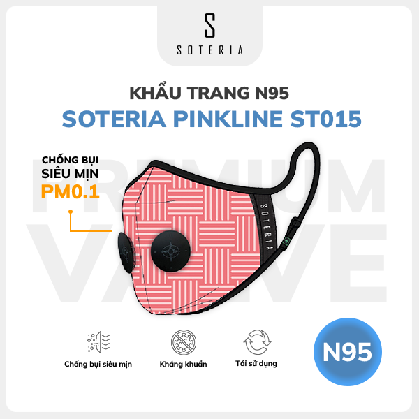 Khẩu trang thời trang Soteria Pinkline ST015 - N95 lọc hơn 99% bụi mịn 0.1 micro