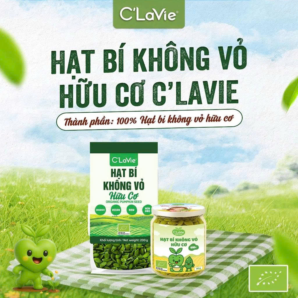 Hạt Bí Không Vỏ Hữu Cơ C'Lavie 200g - Nấu Sữa Hạt, Ngũ Cốc Ăn Dặm, Người Ăn Chay, Ăn Kiêng, Ăn Vặt, Làm Bánh, Eatclean, Healthy