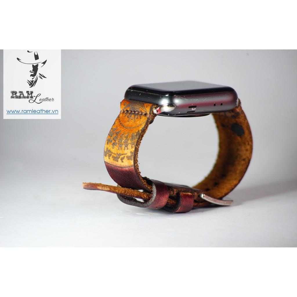 DÂY ĐỒNG HỒ DA BÒ VEGTAN Ý NHUỘM THỦ CÔNG MÀU BURGUNDY - RAM TRỐNG ĐỒNG SIMPLE