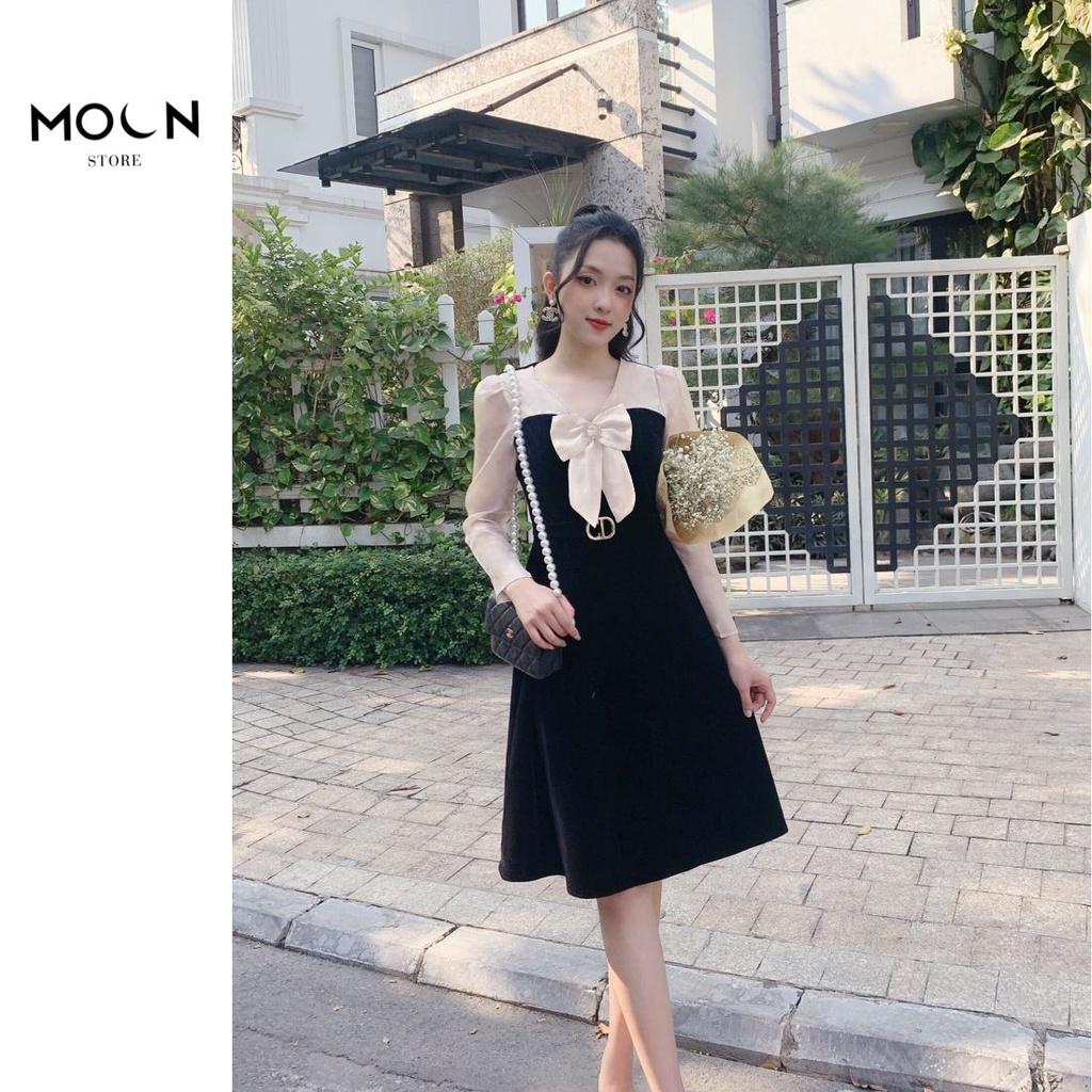 Váy Nữ Nhung Màu Đỏ Dáng Dài Tôn Da Tôn Dáng Sang Trọng Dễ Phối Đồ Đầm Công Sở Thu Đông MV221 MOON STORE
