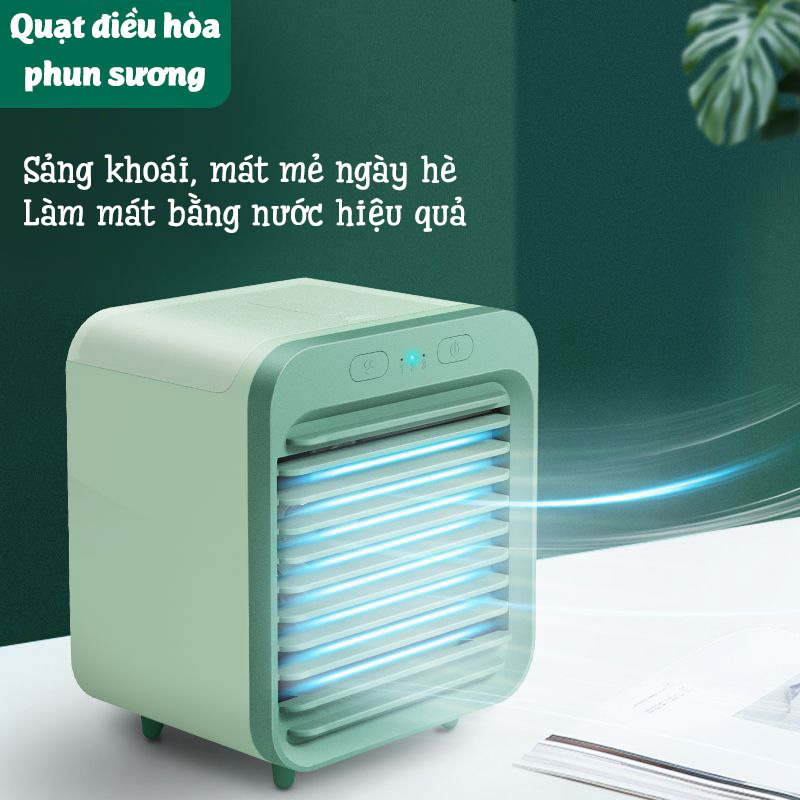 Quạt đá điều hòa phun sương JTSL-08  Quạt hơi nước mini để bàn làm mát 8-10 độ dùng pin sạc 8-10 tiếng