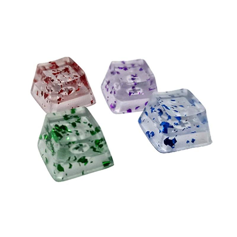 HSV Resin Keycaps Cherry Profile R4 Personality Translucent Sequins Keycap Replacement for Mechanical Keyboard 1PC