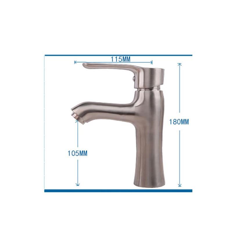 Vòi lavabo nóng lạnh cắm chậu chất liệu inox 304 nguyên khối, tặng kèm 2 dây cấp nước nóng lạnh dài 60cm