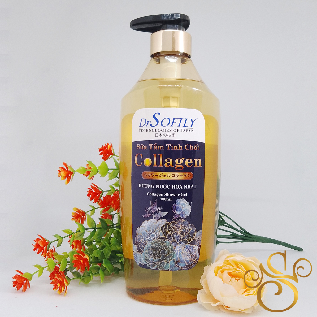 Sữa tắm tinh chất Collagen hương nước hoa Nhật - DrSoftly Collagen Shower Gel (hương hoa trà Camellia, lưu trên da 3 - 4 giờ sau khi tắm