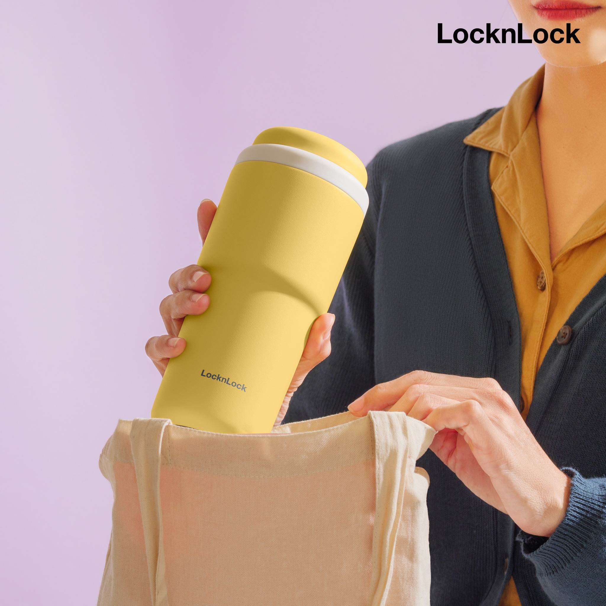 Ly giữ nhiệt LocknLock 480ml Daily Macaron Tumbler màu vàng LHC3292YEL, Hàng chính hãng thép không gỉ 316L - JoyMall