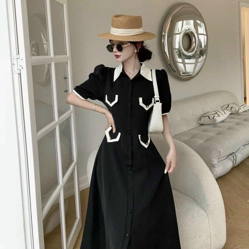 ĐẦM MIDI CỔ SƠMI VIỀN 13297