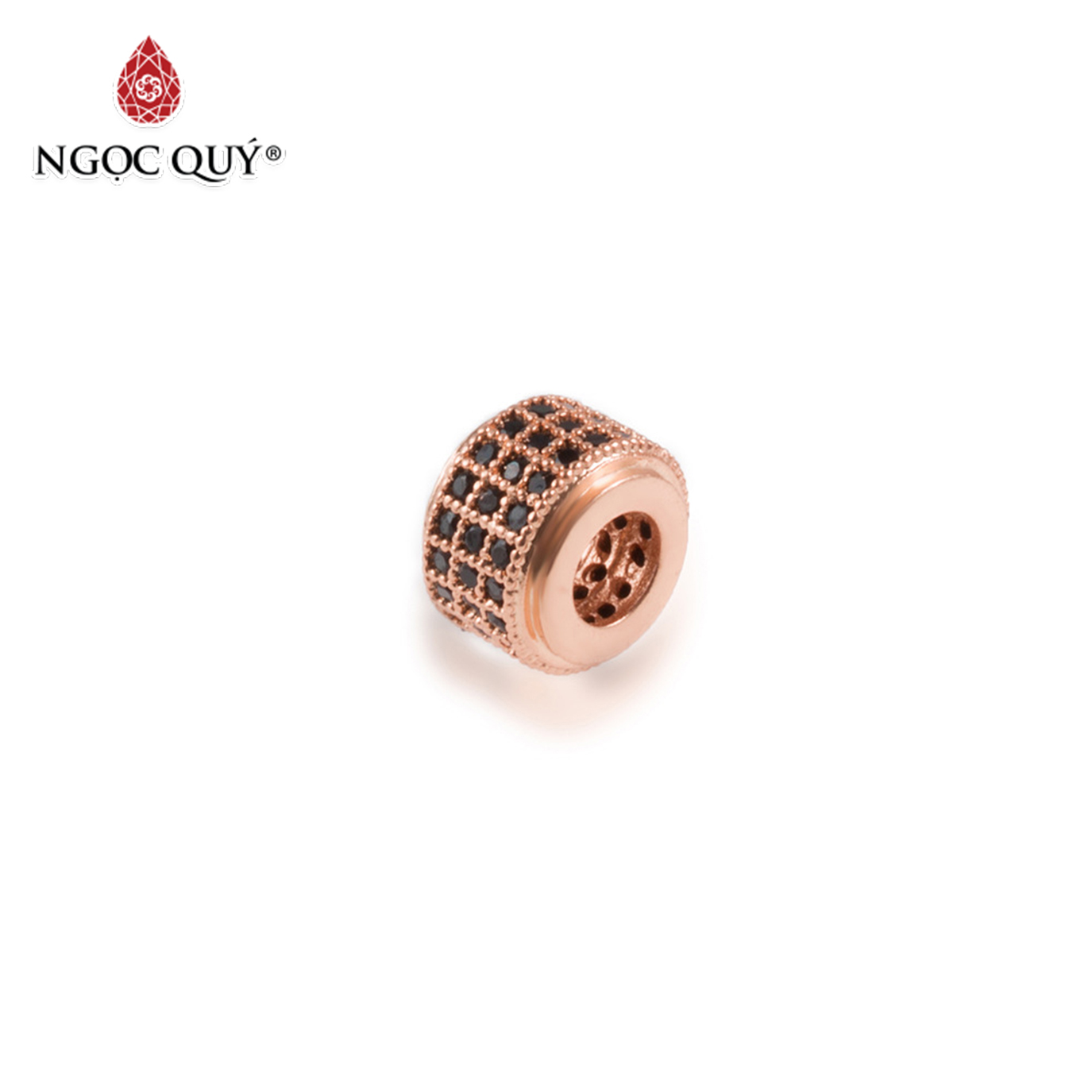 Combo 4 cái charm hợp kim hình trụ đính đá - Ngọc Quý Gemstones