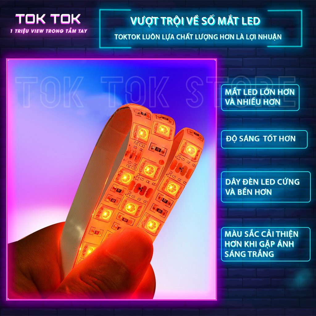 Đèn led tiktok 5M mix đổi màu RGB Quay video cuốn hút Triệu view Đèn trang trí phòng ngủ bàn làm việc